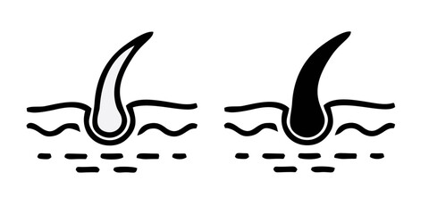 Hair Beauty Care Line Icons. Hair Care and Loss Problem. Treatment and Problem of Hair. Cosmetic 