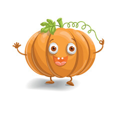 Funny pumpkin character with open mouth
