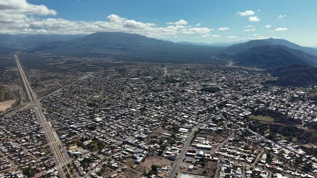 Aerial view of the city of Chilecito, La Rioja, Argentina