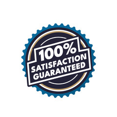 100% Satisfaction Guaranteed – navy blue vintage sticker, retro badge – vector illustration sa