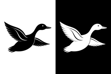 Silhouette Bird Vector Elegant Flying Bird in Black and White.