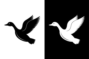 Silhouette Bird Vector Elegant Flying Bird in Black and White.