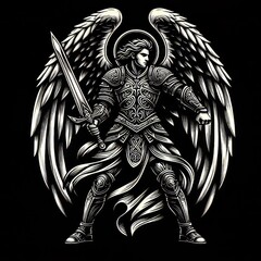 Powerful Angel in Ornate Armor, Ready for Battle