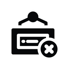 shop closed board glyph icon. Strong and solid vector icon for websites, mobile interfaces, presentations, and visual branding. High quality and easy to edit.