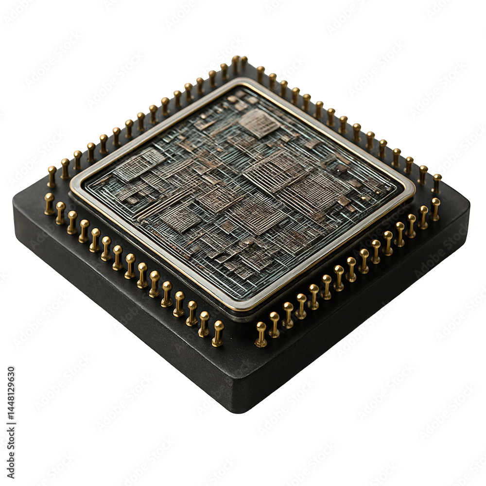 Aufkleber close-up perspective of a sophisticated microchip revealing its complex internal architecture and co