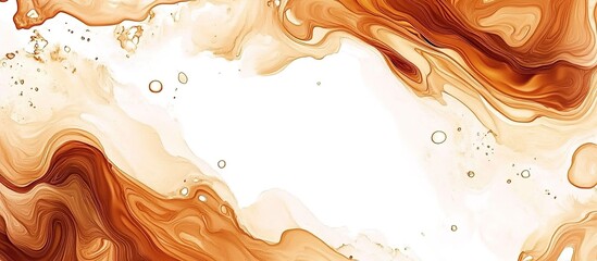 Fototapeta premium Abstract brown-orange liquid patterns on white digital art.