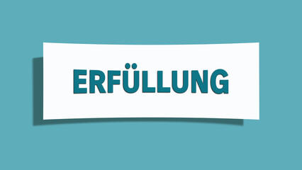 Erfuellung (fulfillment) - A card isolated on light green background.