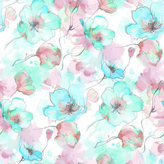 all over floral pattern blur wave effect abstract hand drown art work vine digital printing on fabric wallpaper background garment, saree, suit, duppata, dress, bed sheet, rug wall sticker men shirt.