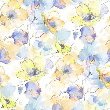 all over floral pattern blur wave effect abstract hand drown art work vine digital printing on fabric wallpaper background garment, saree, suit, duppata, dress, bed sheet, rug wall sticker men shirt.
