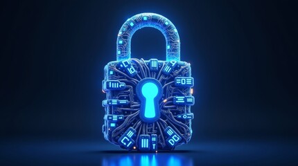 A highly detailed, vibrant, and exaggerated 3D illustration of a cybersecurity concept, featuring a large, ornate lock constructed from intricate, swirling patterns of digital codes