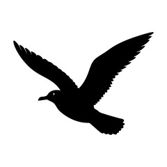 Flying Bird Silhouette Vector Icon On White Background.