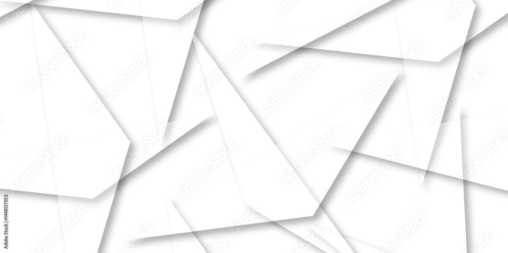 Poster abstract background with liens and triangles shape on white background. white and grey geometric ove