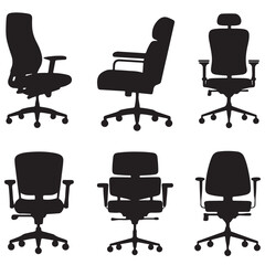 set vector various style office chair silhouettes