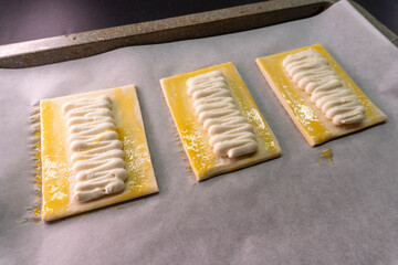 Cheese Danish. Puff pastry dessert. Cream cheese. Pastry. Food
