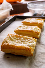 Cheese Danish. Puff pastry dessert. Cream cheese. Pastry. Food