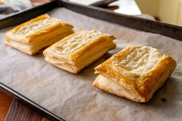 Cheese Danish. Puff pastry dessert. Cream cheese. Pastry. Food