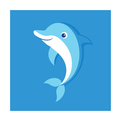 Naklejka premium Minimal Dolphin Head Jumping Upward for Joy and Water Brands