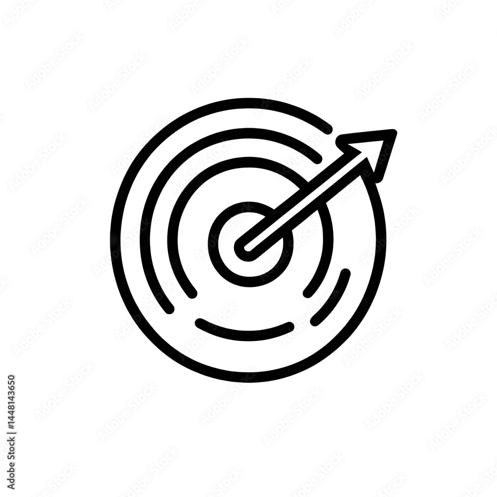 Poster a focused arrow hitting the center of a circular target. symbolizing achievement and precision. set 