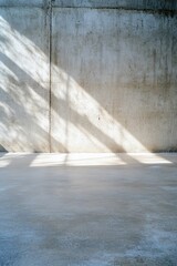 Empty room, concrete walls, sunlight