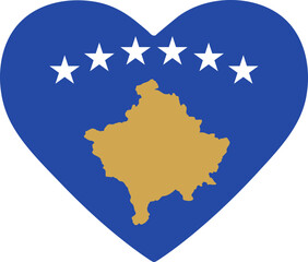Kosovo flag in heart shape symbol