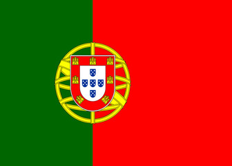 Portuguese flag with green red and national emblem