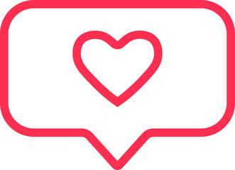 Heart icon in red chat bubble symbol