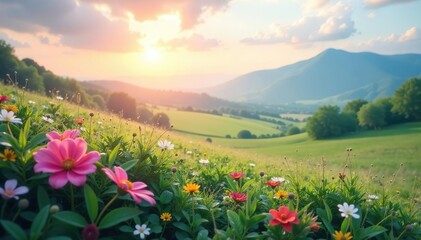 Fototapeta premium Subtle texture gradient blends seamlessly into a soft focus landscape, organic, tones, graphics