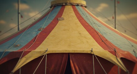 Circus Tent Structure with Red and Yellow Stripes