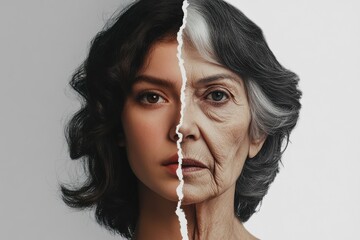 Exploring the contrast of youth and age through graphic representation in advertising layouts