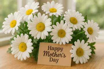 Obraz premium Happy Mother's Day Greeting with Daisies