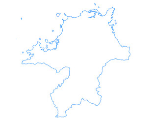 Fototapeta premium 福岡県 地図 白 イラスト