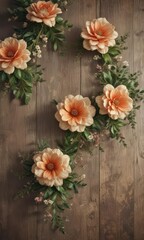 Rustic artificial flower wallpaper, vintage-inspired design , interior design, interior design