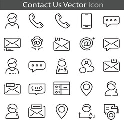 Web Contact Us flat outline icon collection set vector illustration
