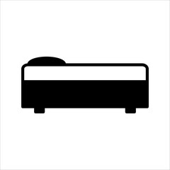 Bed with mattress. Vector outline icon.