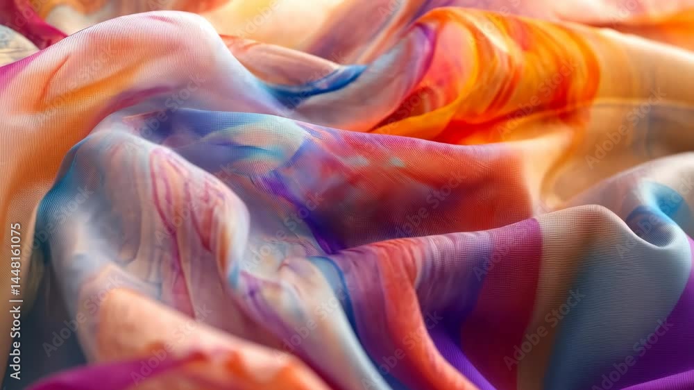 Poster vivid colorful fabric waves creating mesmerizing flowing motion