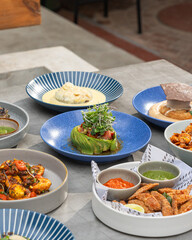 Modern Indian Spread of Food in a Fine Dine Restaurant 