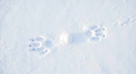 Fototapeta premium Egg and Animal Track in White Snow