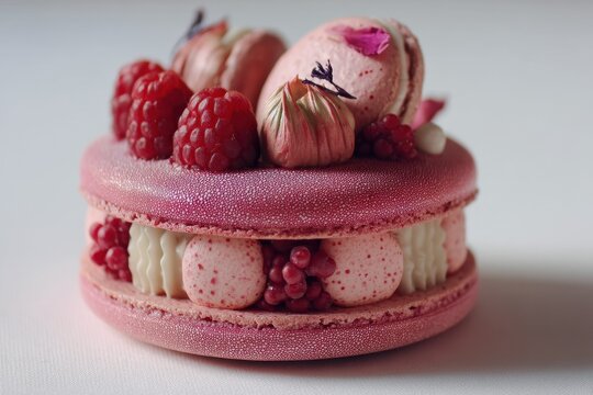 Rose lychee and raspberry macaron cake from Ispahan
