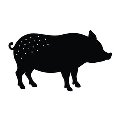 Vector flat black silhouette of a pig isolated  Adobe Illustrator Artwork