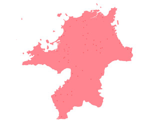 福岡県　地図　赤　斑点　イラスト