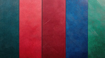 Fototapeta premium Flat colorful sheets of red, green, and blue paper with detailed grain texture, clean background