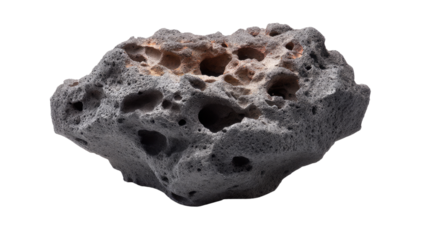 Lava rock: A close-up view of a rugged lava rock displays its unique texture, showcasing a fascinating pattern of porous holes, formed by cooling volcanic activity.