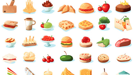 Variations of Food Flag Illustration Design Suitable for Creative Projects