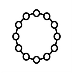 Buddhist mala, rosary cartoon beads with tassel. Funny pink loop of prayer beads on string for zen meditation. praying, spirituality mascot, cartoon cute traditional chaplet vector illustration