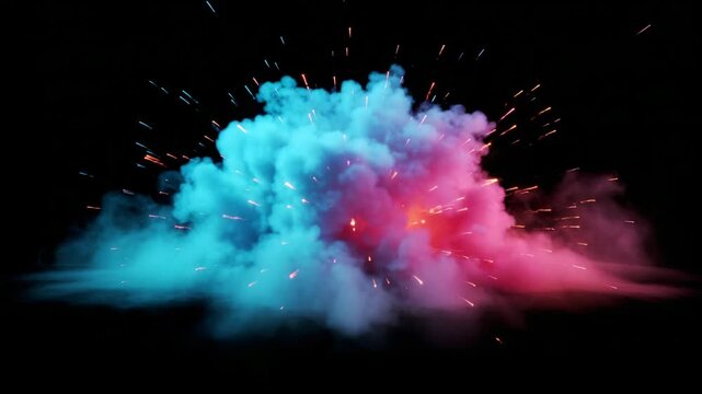Explosive Blue and Orange Smoke Blast