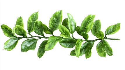 Fototapeta premium Fresh fern branch with vibrant green color, isolated cleanly on white for botanical use
