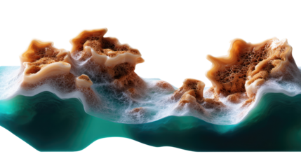 Ocean foam and Coastal Rock: A mesmerizing display where the textures of the coastal rocks meet the dynamic frothy foam and the vast ocean