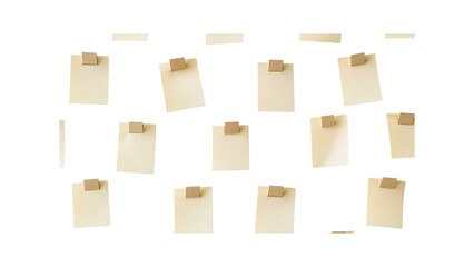 Beige Memo Notes with Wooden Clips on Transparent Background - Planning and Organization Concept