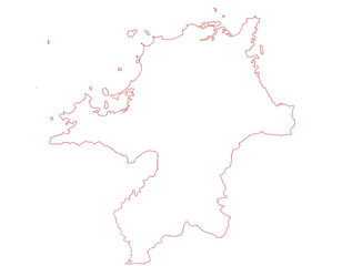福岡県　地図　白　イラスト