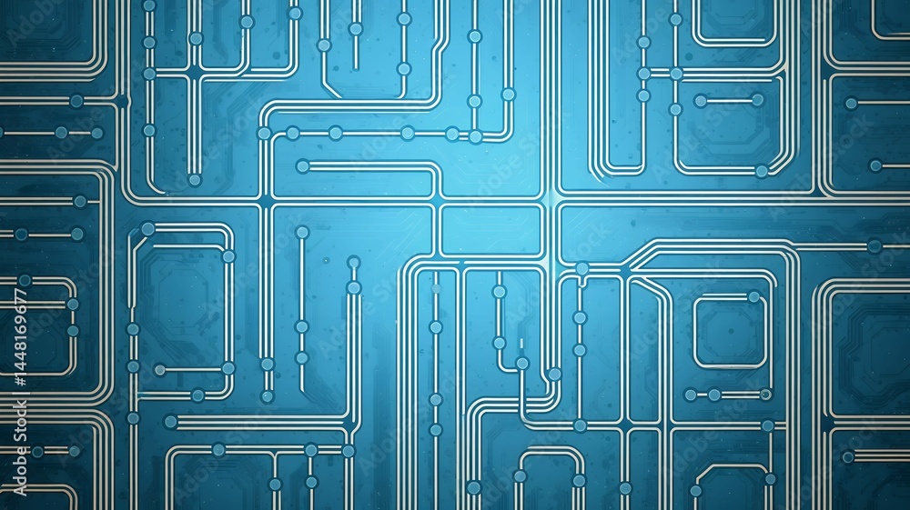 Aufkleber seamless circuit pattern background in light blue tones for tech-inspired and minimal design